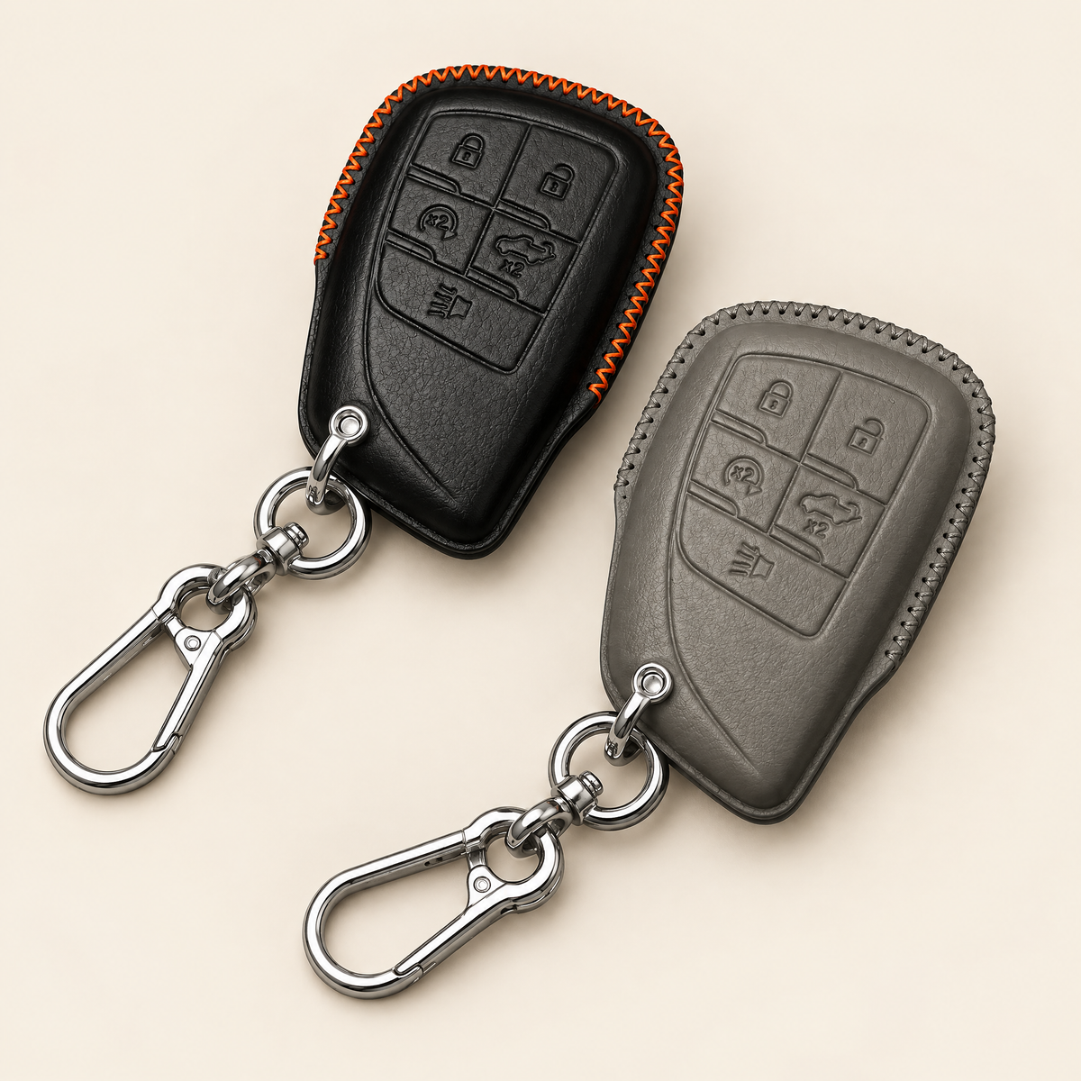Leather Key Fob Cover Compatible with GMC Sierra, Yukon and AT4 – Handstitched Smart Key Case
