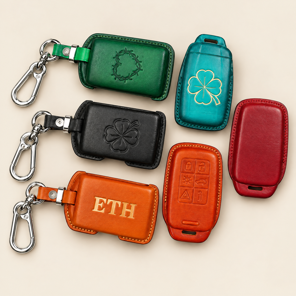 Leather Key Fob Cover Compatible with Volvo - XC60, XC90, S60 – Handstitched Smart Key Case