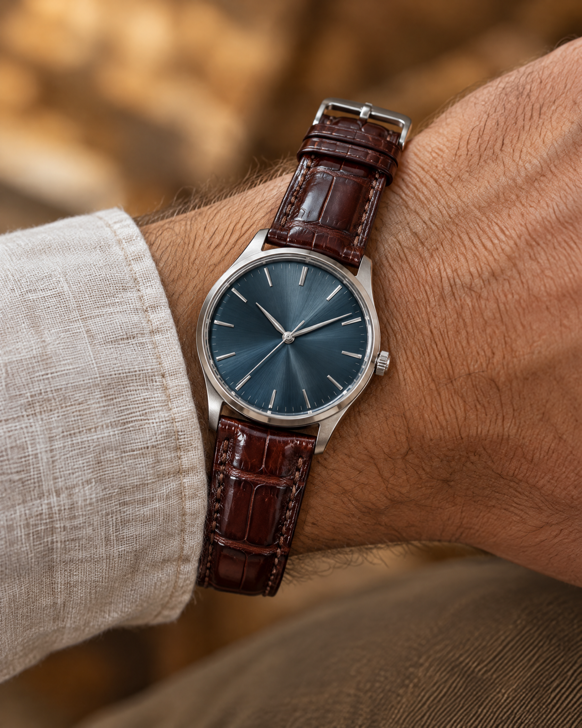 Mahogany Brown Alligator Leather Watch Strap – Handstitched, Padded
