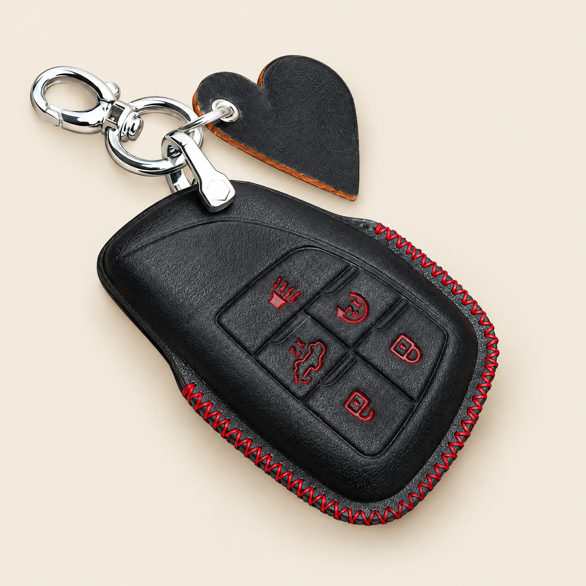 Leather Key Fob Cover Compatible with Chevrolet Z71, ZR2 and Silverado – Handstitched Smart Key Case