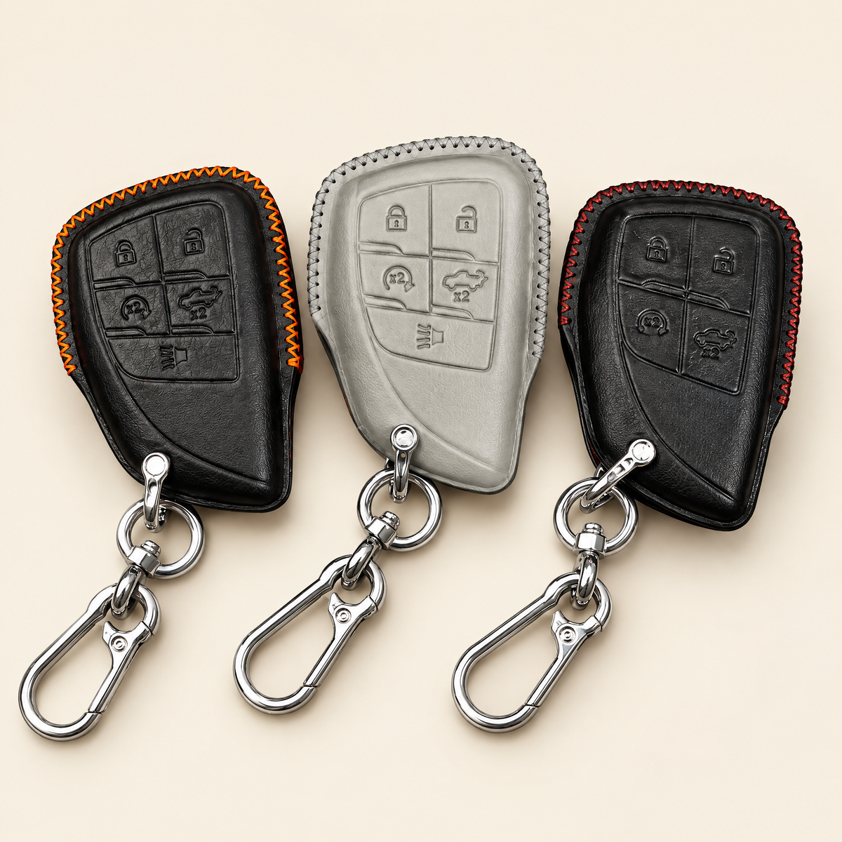 Leather Key Fob Cover Compatible with Chevrolet Silverado and Tahoe – Handstitched Smart Key Case