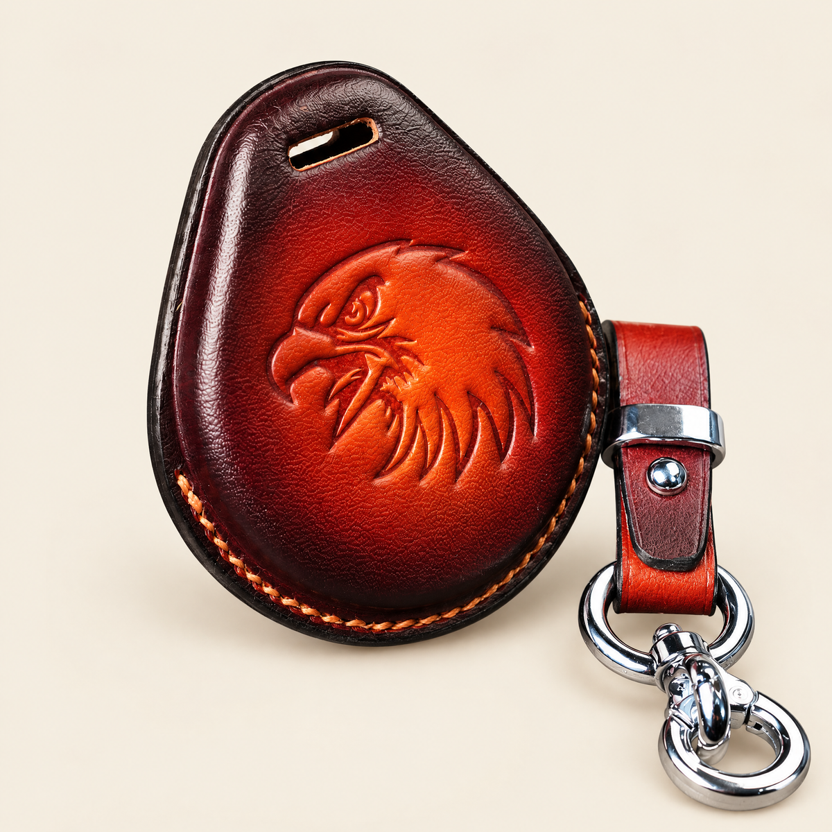 Leather Key Fob Cover Compatible with Harley-Davidson Road Glide – Handstitched Smart Key Case