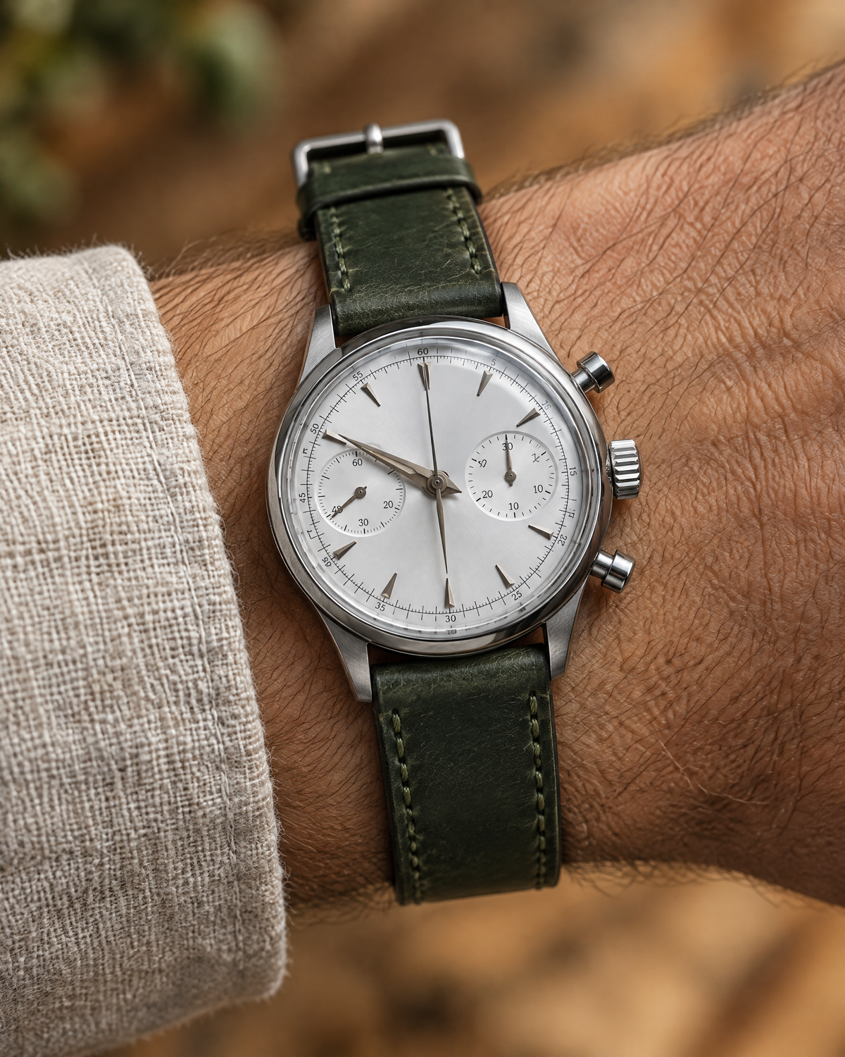 Forest Green Waxed Pull-Up Leather Watch Strap – Handstitched