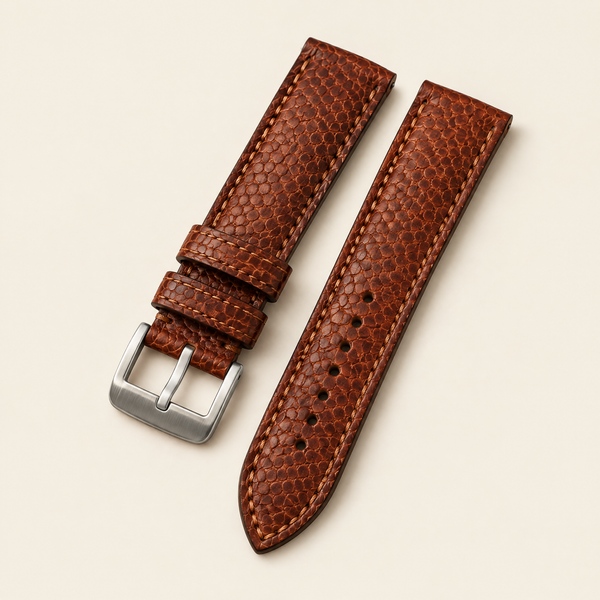 Russet Ostrich Leg Leather Watch Strap – Handstitched