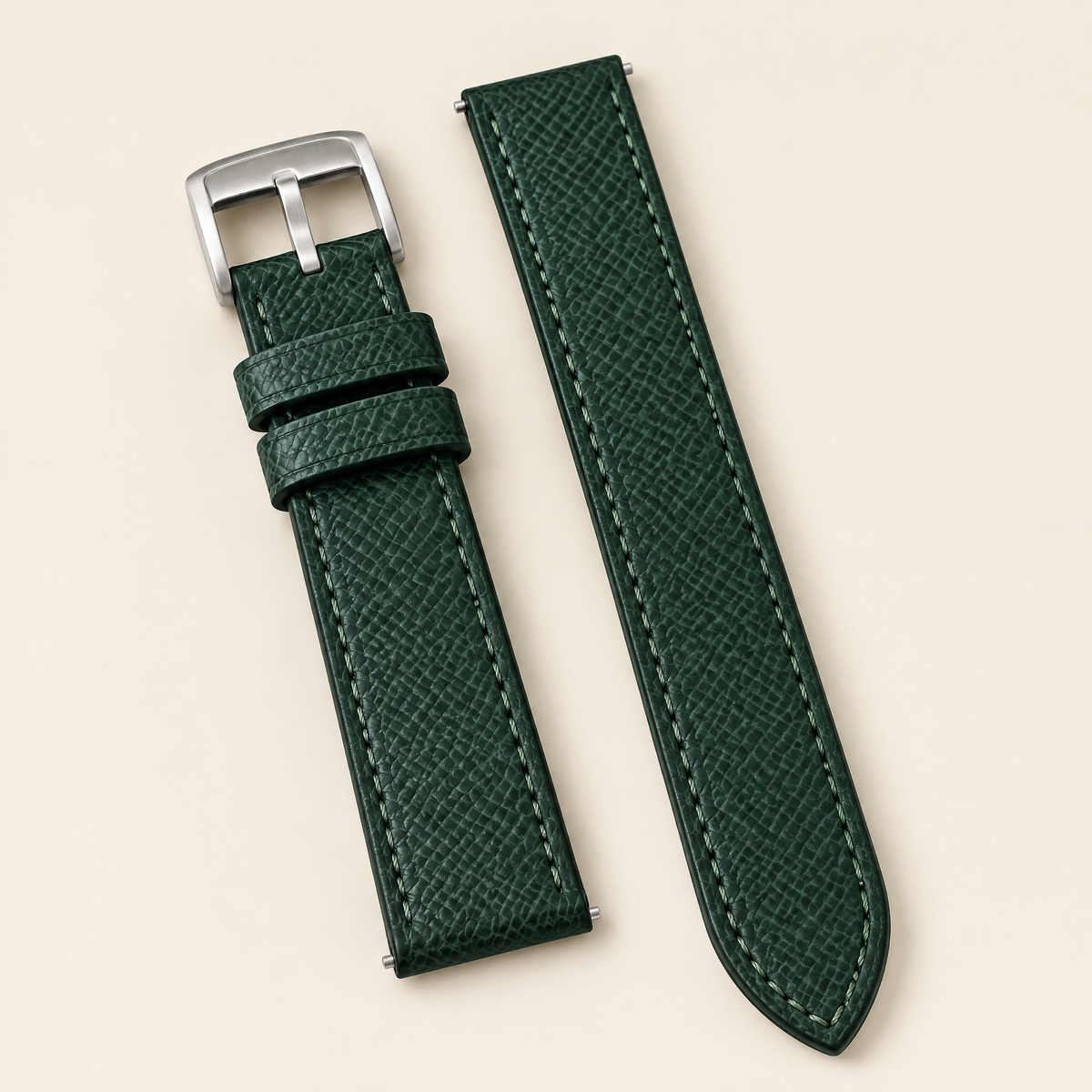 Forest Green Epsom Leather Watch Strap – Handstitched