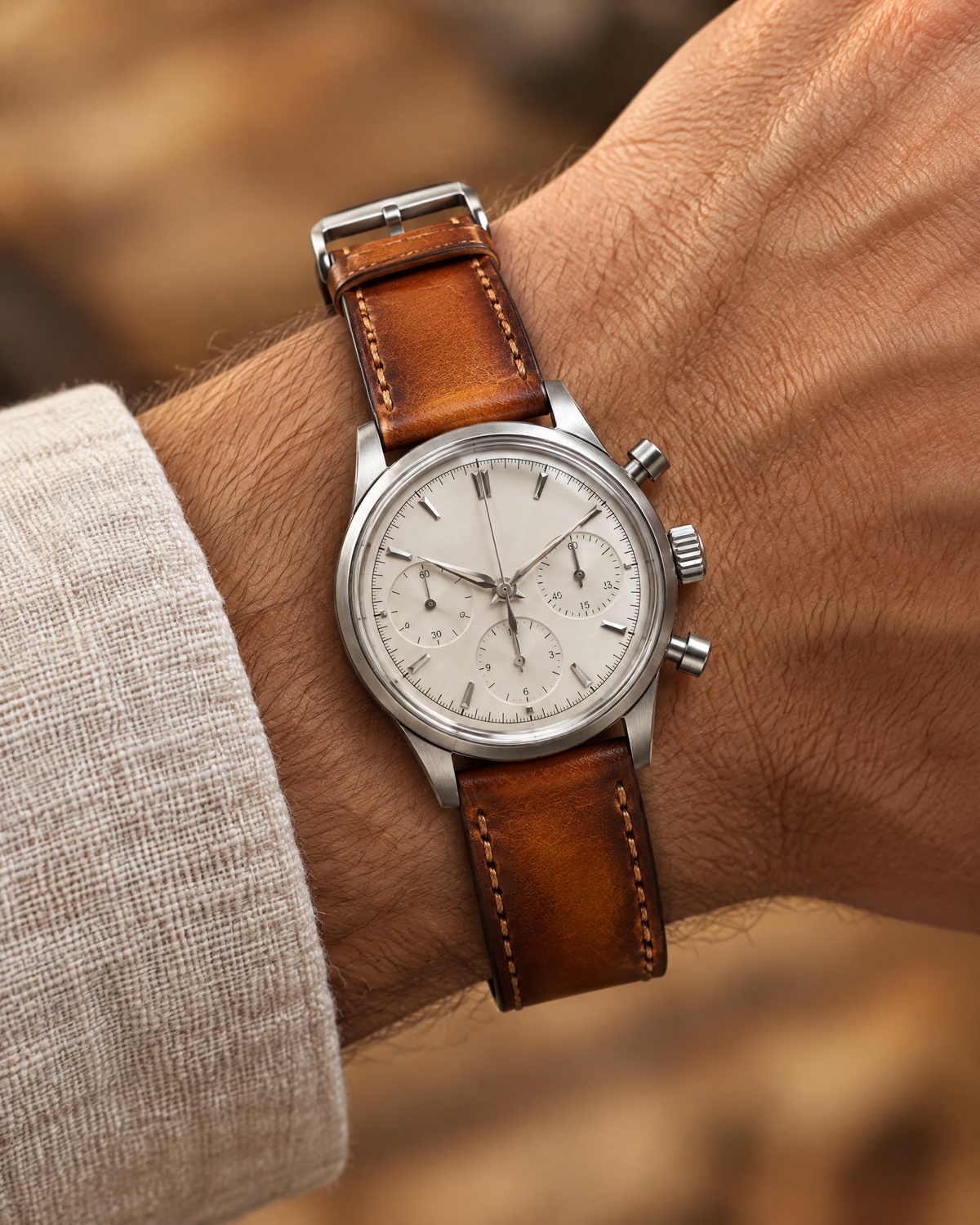 Whiskey Hand-Dyed Patina Leather Watch Strap – Handstitched