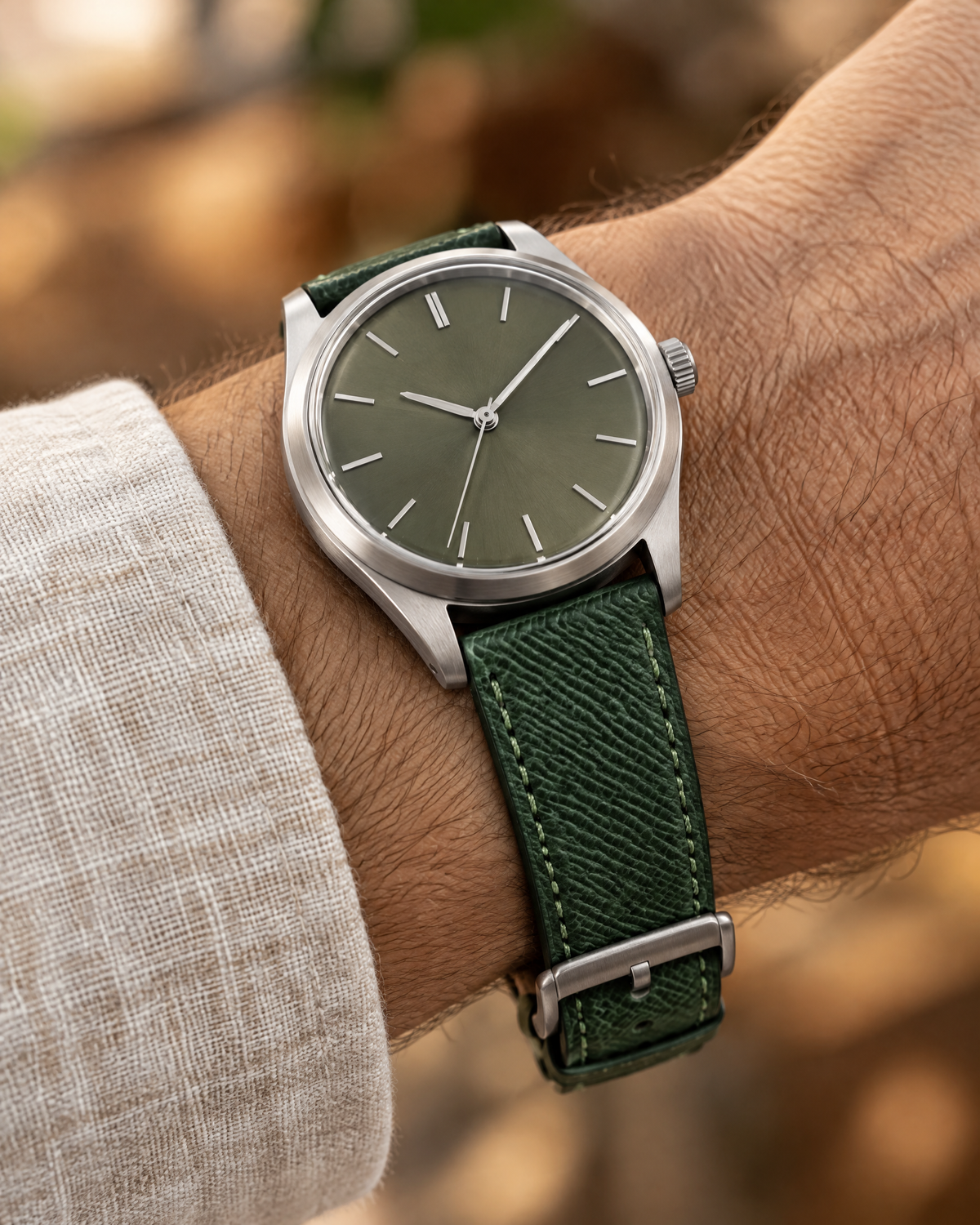 Forest Green Epsom Leather Watch Strap – Handstitched