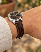 Chocolate Brown Lizard Leather Watch Strap – Handstitched