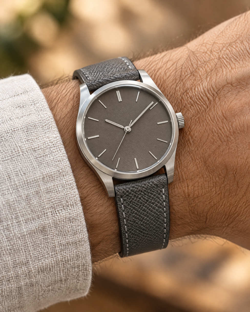Slate Gray Epsom Leather Watch Strap – Handstitched