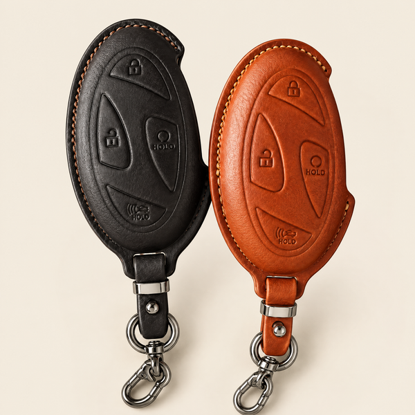 Leather Key Fob Cover Compatible with Hyundai Tucson, Santa Fe, IONIQ 5, IONIQ 6 – Handstitched Smart Key Case