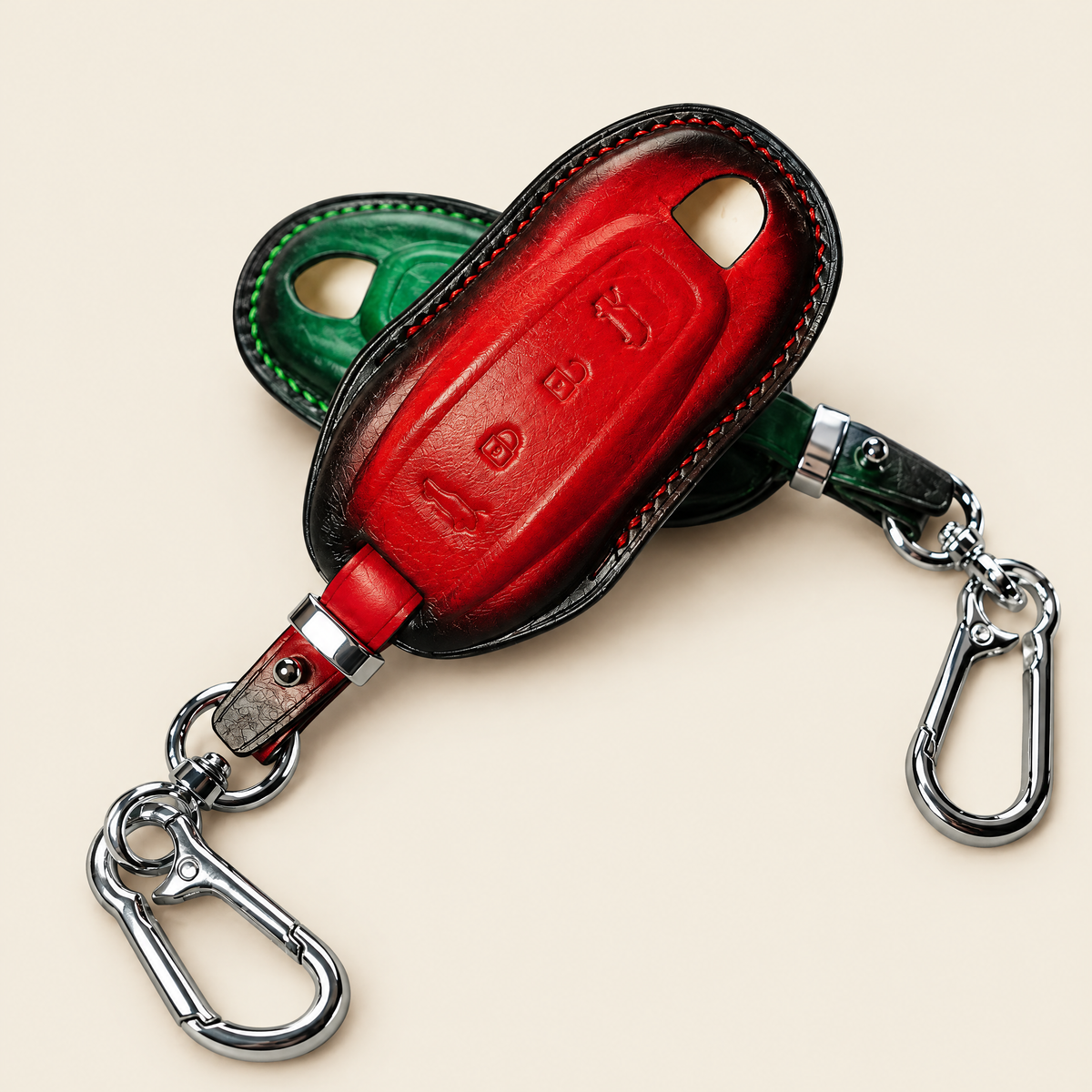 Leather Key Fob Cover Compatible with Porsche Macan EV – Handstitched Smart Key Case