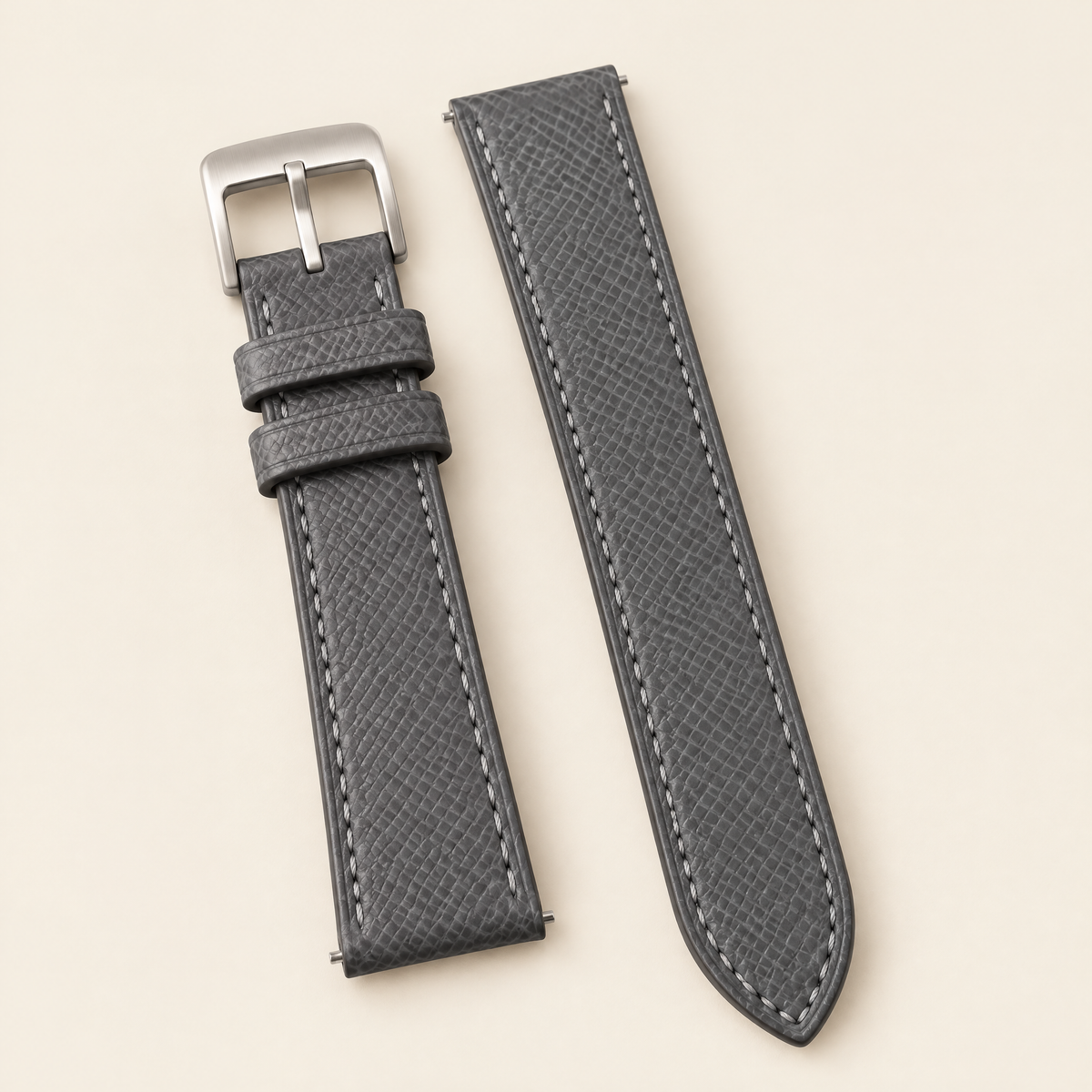 Slate Gray Epsom Leather Watch Strap – Handstitched