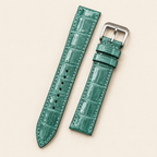 Patina Aqua Green Hand Alligator Leather Watch Strap – Handstitched