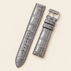 Patina Gray White Alligator Leather Watch Strap – Handstitched