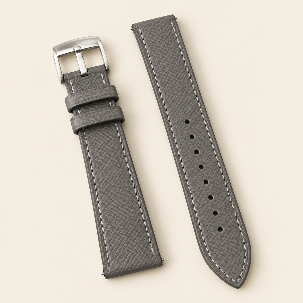 Gray Epsom Leather Watch Strap – Handstitched