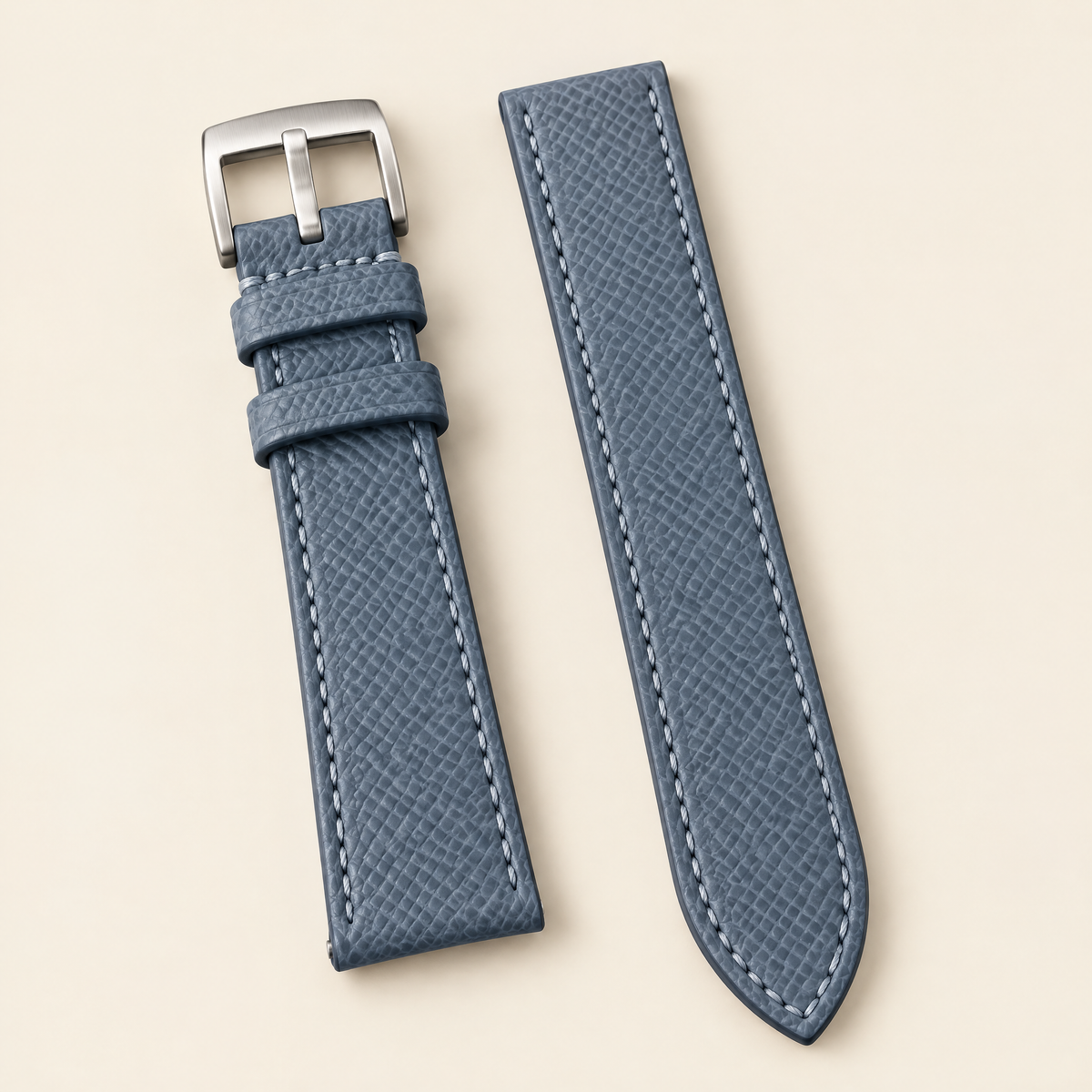 Blue Gray Epsom Leather Watch Strap – Handstitched