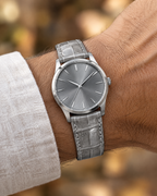 Patina Gray White Alligator Leather Watch Strap – Handstitched