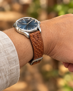 Cognac Brown Ostrich Leg Leather Watch Strap – Handstitched