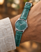Patina Aqua Green Hand Alligator Leather Watch Strap – Handstitched