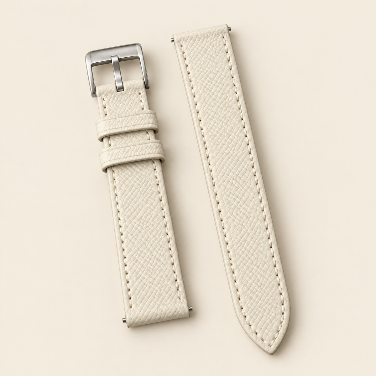 Off White Epsom Leather Watch Strap – Handstitched