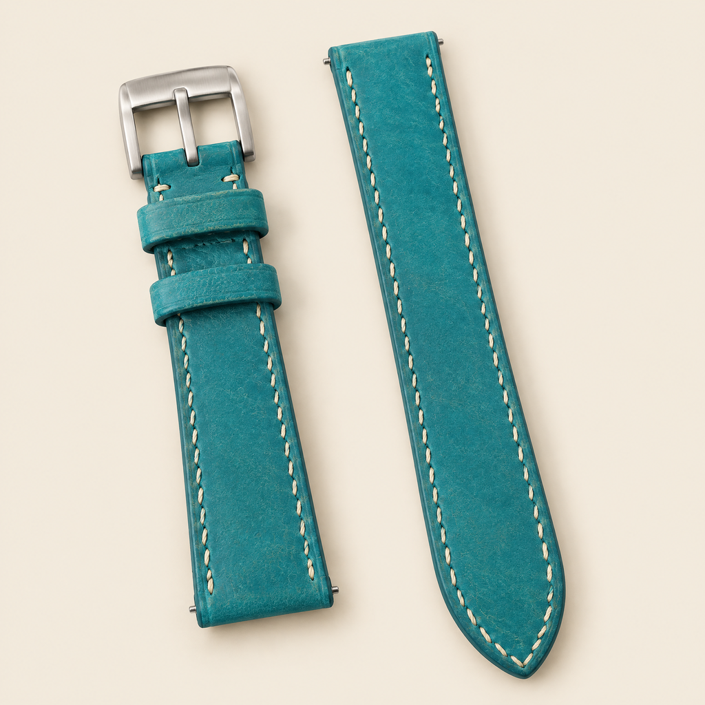 Turquoise Pueblo Leather Watch Strap – Handstitched
