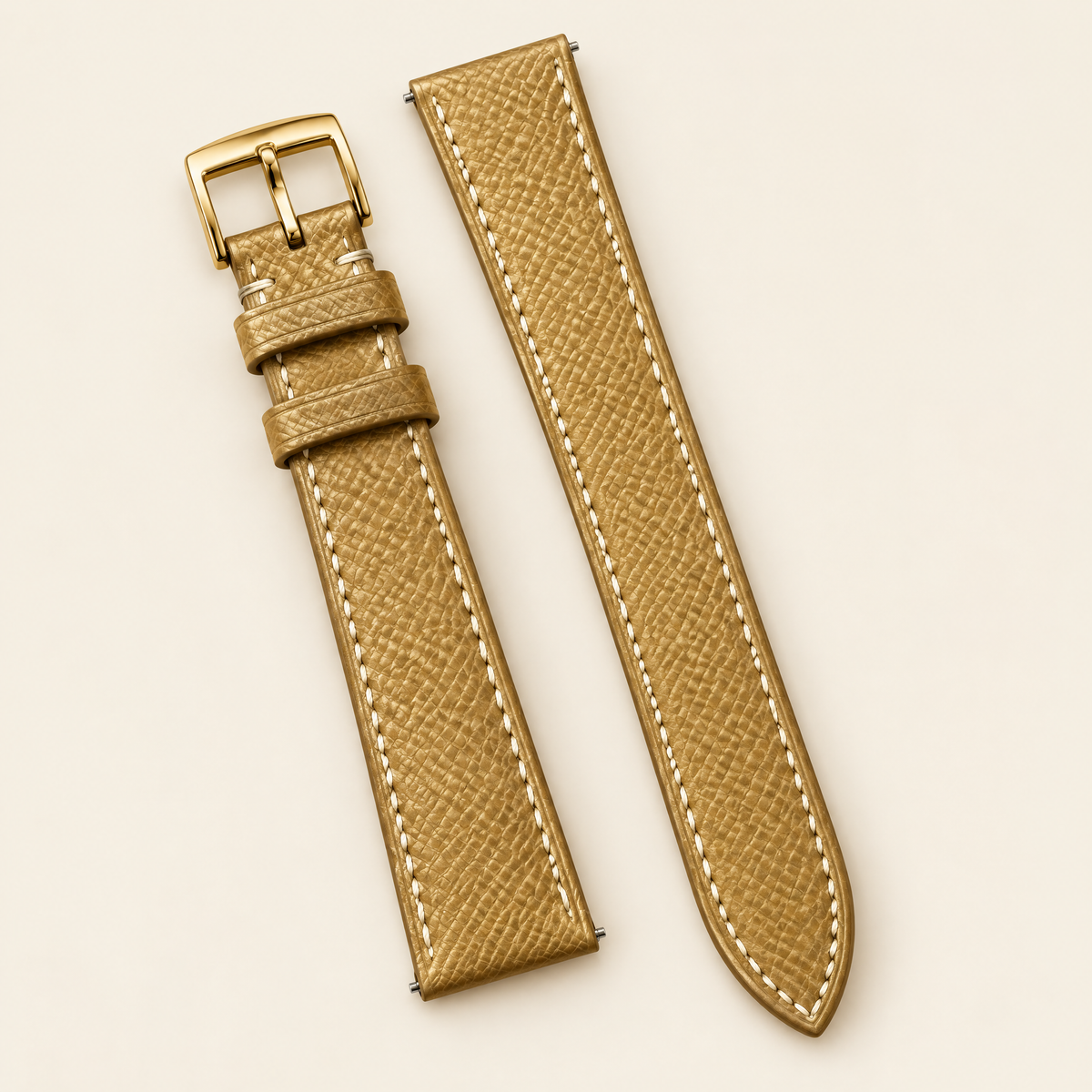 Gold Epsom Leather Watch Strap – Handstitched