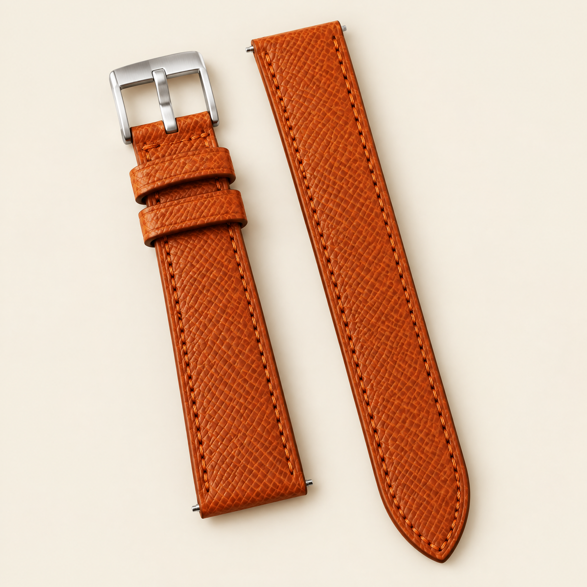 Burnt Orange Epsom Leather Watch Strap – Handstitched