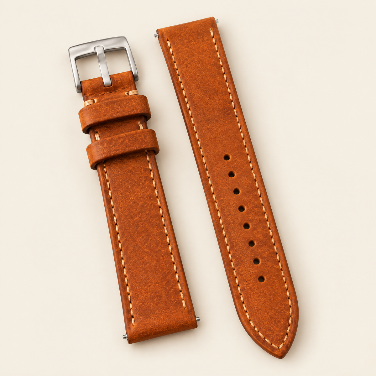 Cognac Orange Pueblo Leather Watch Strap – Handstitched
