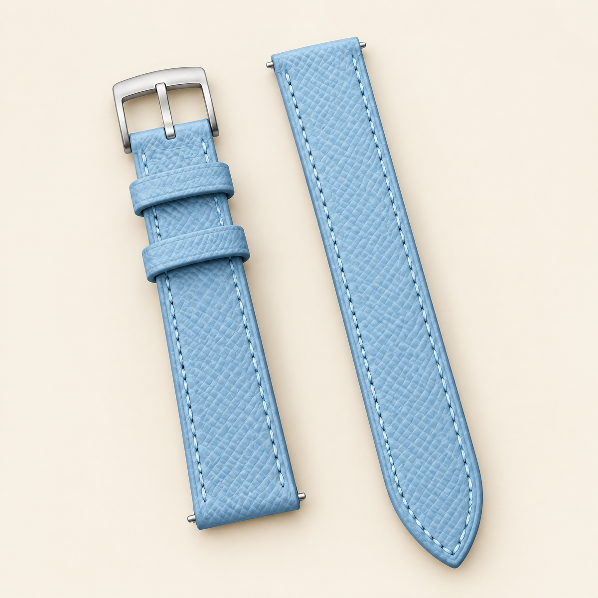 Light Blue Epsom Leather Watch Strap – Handstitched