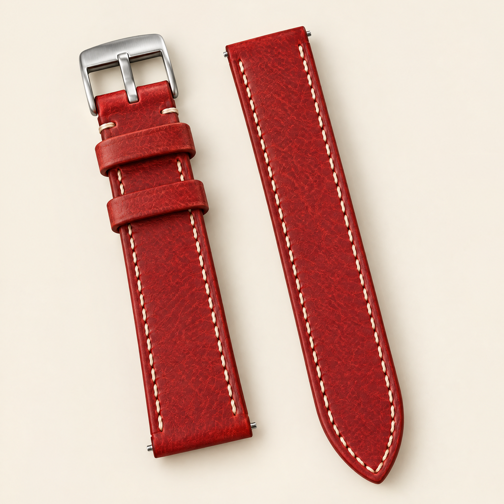 Red Pueblo Leather Watch Strap – Handstitched