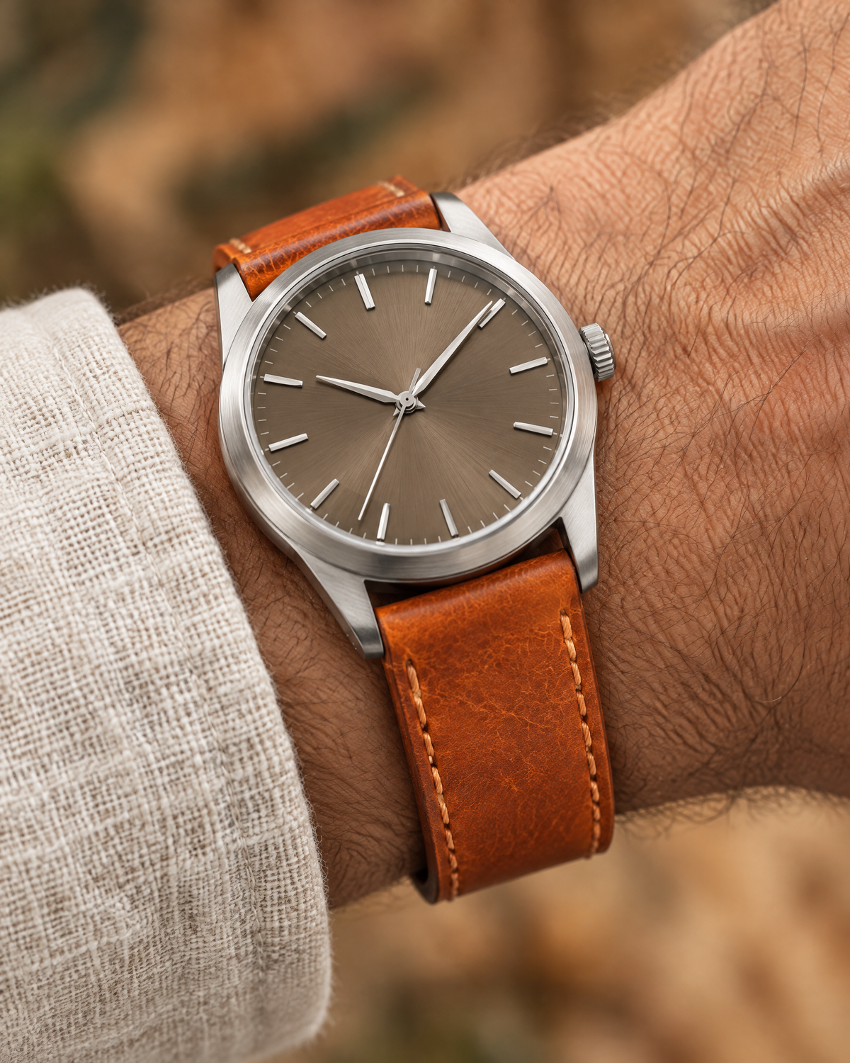 Cognac Orange Pueblo Leather Watch Strap – Handstitched