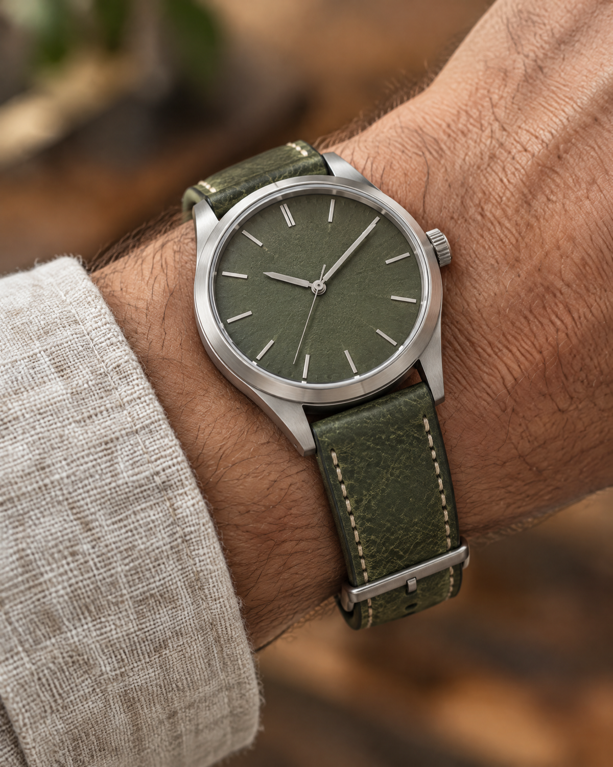 Green Pueblo Leather Watch Strap – Handstitched