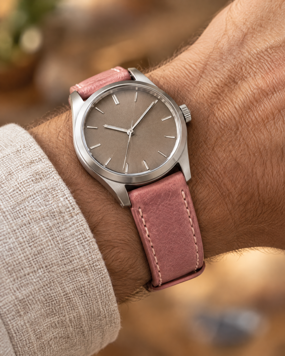 Pink Pueblo Leather Watch Strap – Handstitched