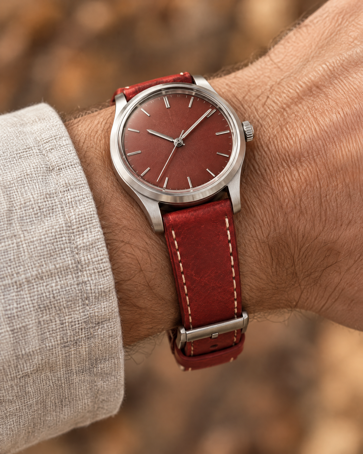 Red Pueblo Leather Watch Strap – Handstitched