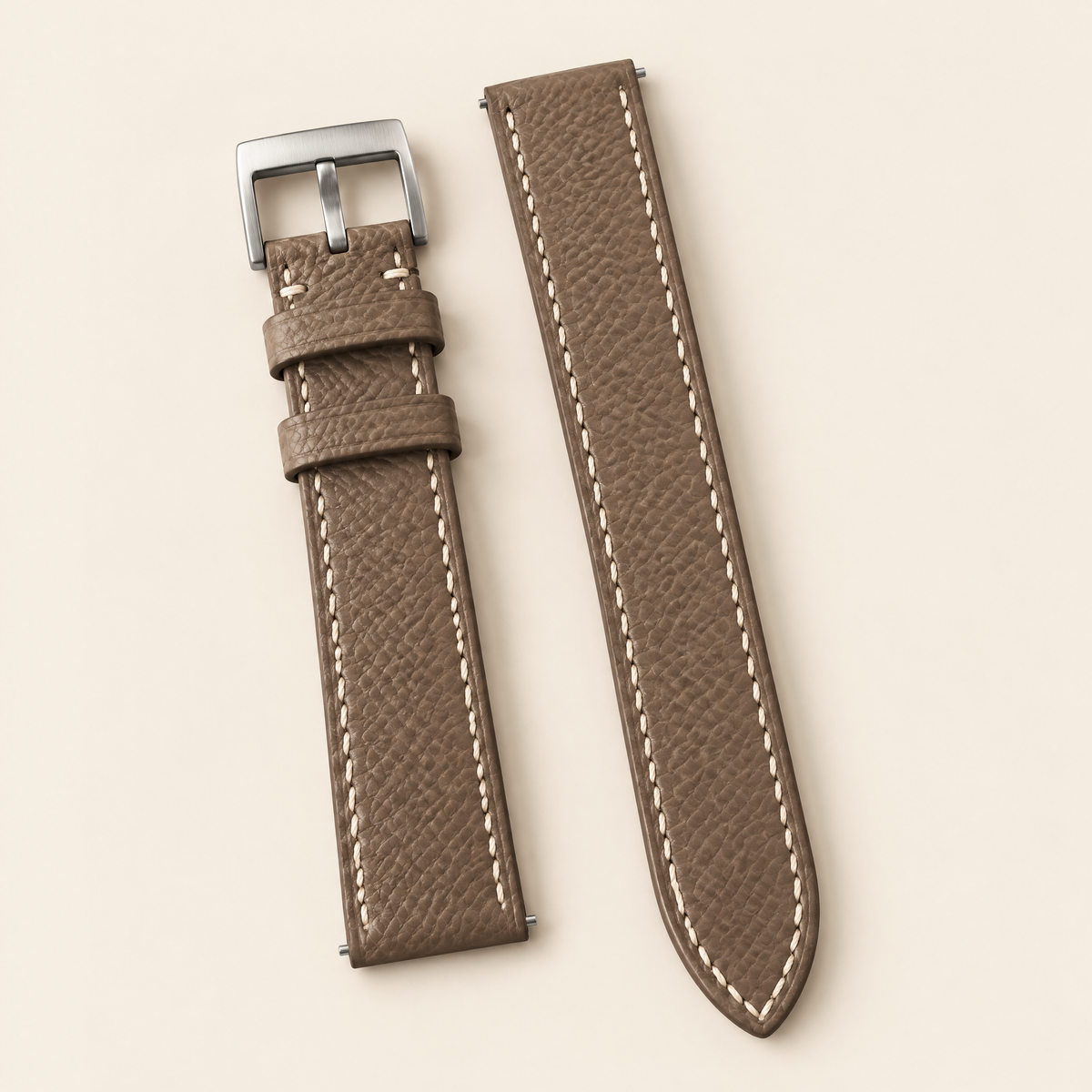 Taupe Togo Leather Watch Strap – Handstitched