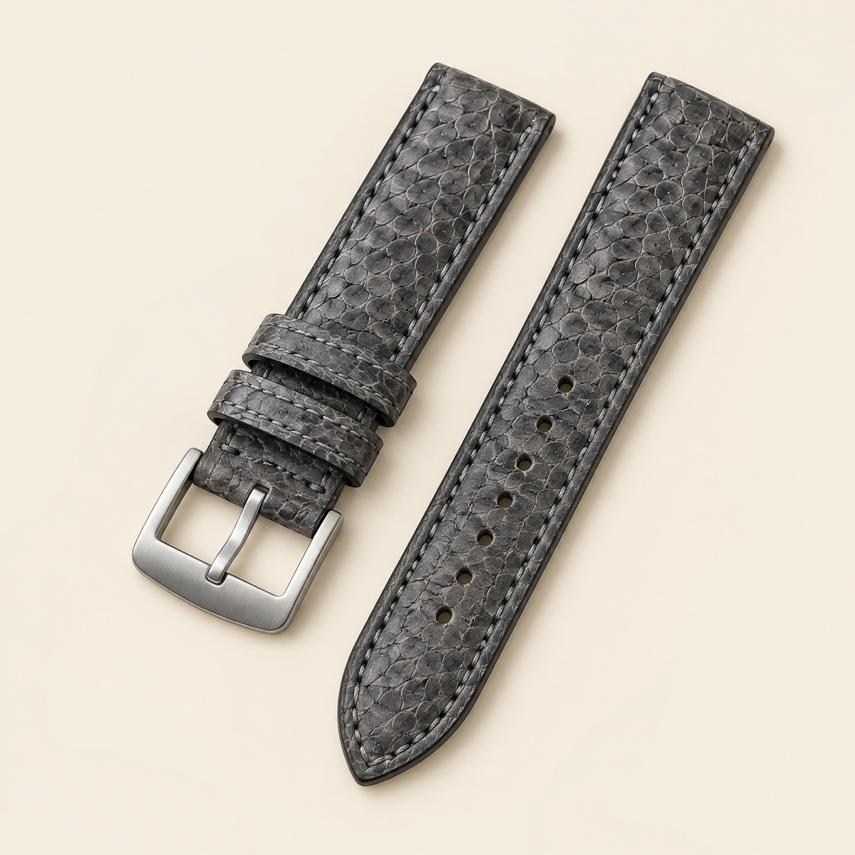 Gray Ostrich Leg Leather Watch Strap – Handstitched