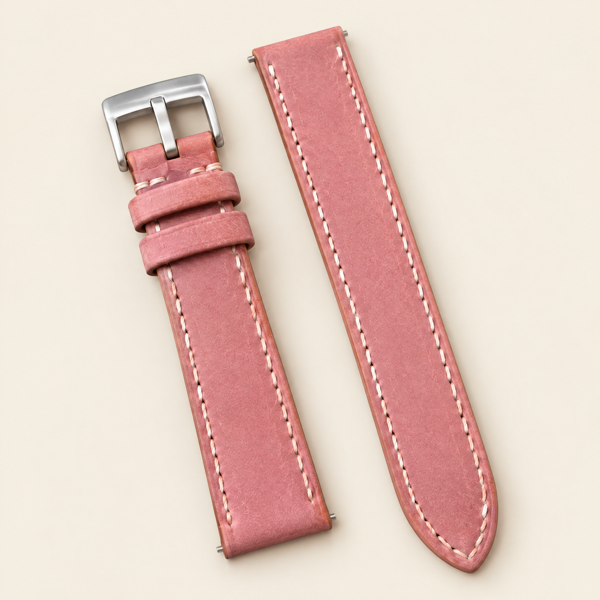 Pink Pueblo Leather Watch Strap – Handstitched
