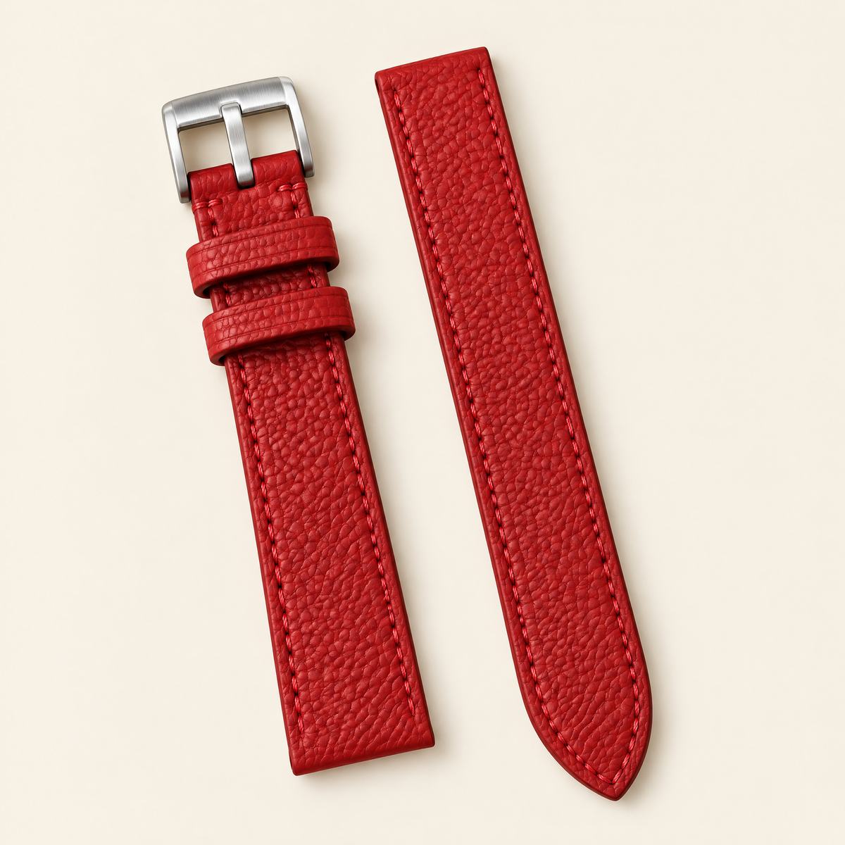 Red Togo Leather Watch Strap – Handstitched