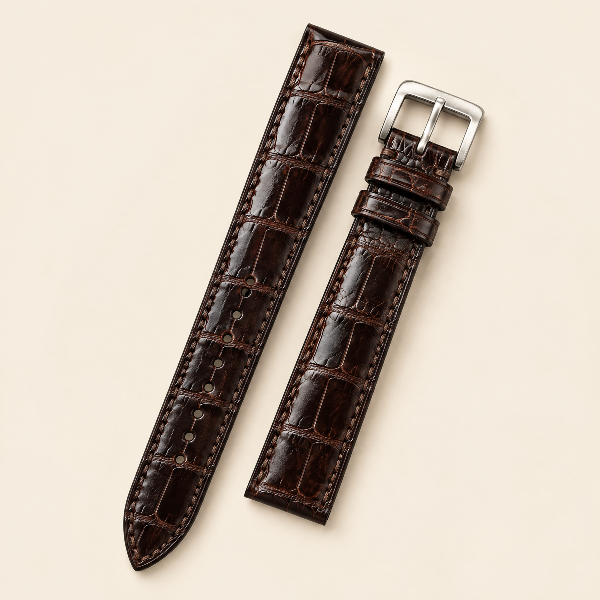 Patina Black Amber Alligator Leather Watch Strap – Handstitched