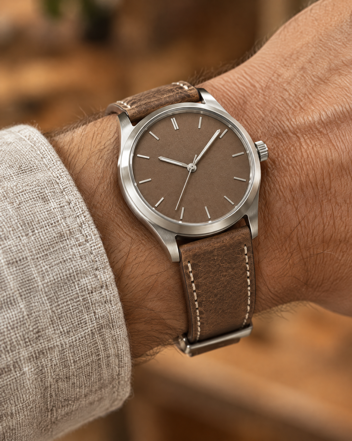 Warm Brown Pueblo Leather Watch Strap – Handstitched