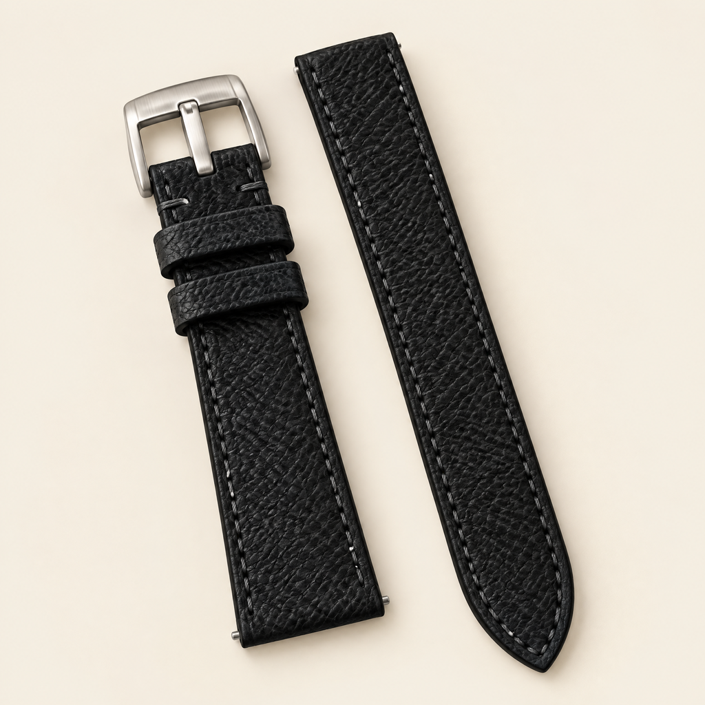 Black Shark Leather Watch Strap – Handstitched