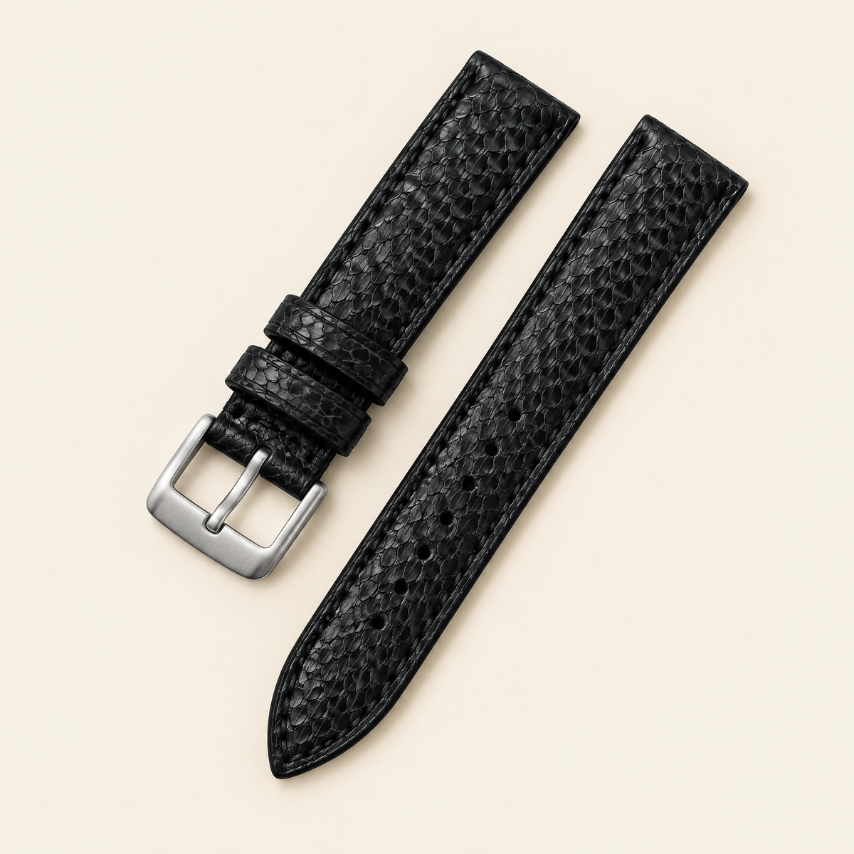 Black Nubuck Ostrich Leg Leather Watch Strap – Handstitched