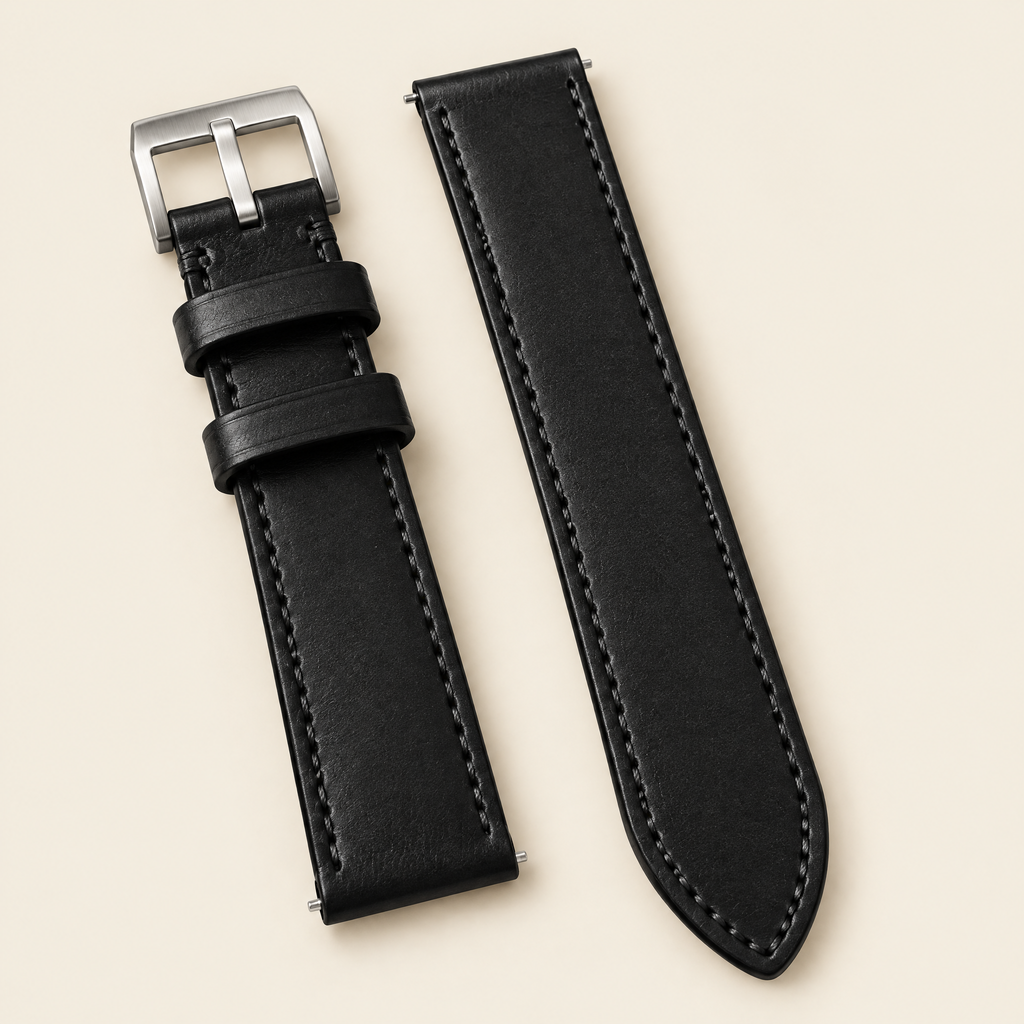 Black Buttero Leather Watch Strap – Handstitched
