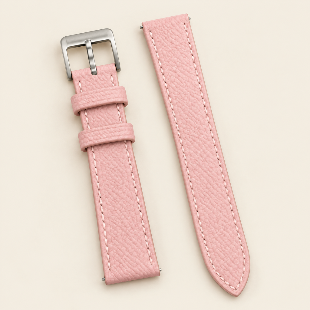 Light Pink Togo Leather Watch Strap – Handstitched