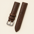 Nicotine Brown Scale Ostrich Leg Leather Watch Strap – Handstitched