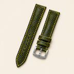 Yellow Black Lizard Leather Watch Strap – Handstitched