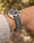 Gray Stingray Leather Watch Strap – Handstitched