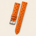 Orange Ostrich Leather Watch Strap – Handstitched