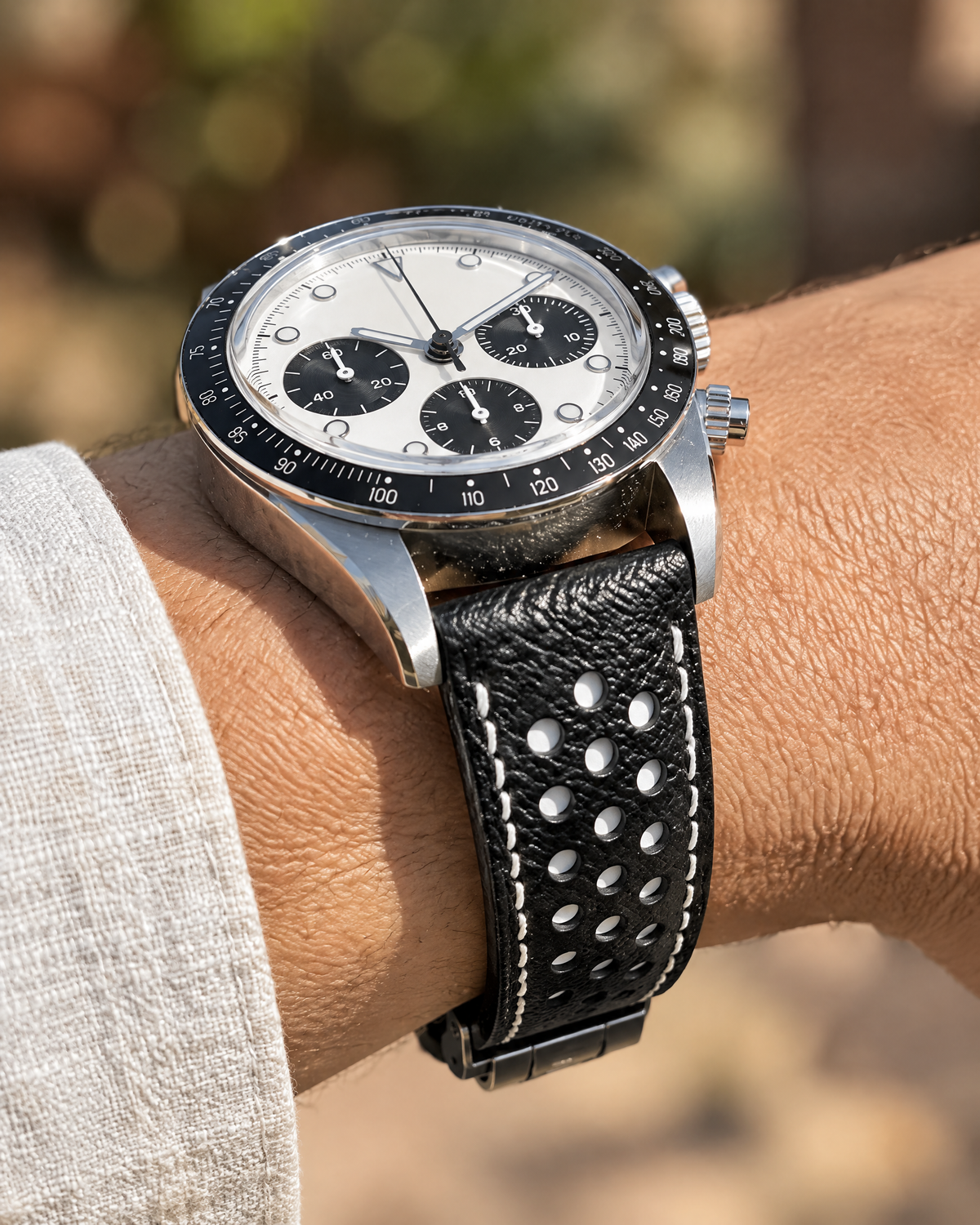 Classic Rally Watch Strap – Handstitched Epsom Leather with Racing Holes