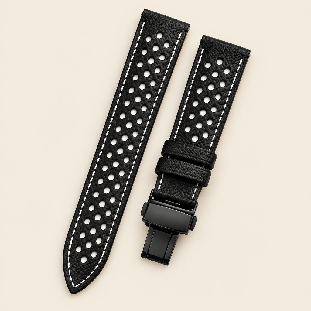Classic Rally Watch Strap – Handstitched Epsom Leather with Racing Holes